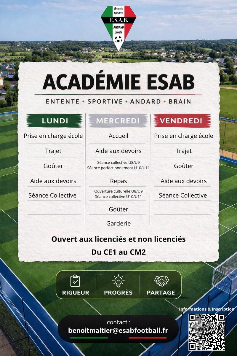 Inscriptions Académie ESAB Football