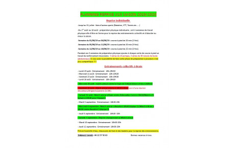 PLANNING REPRISE U15